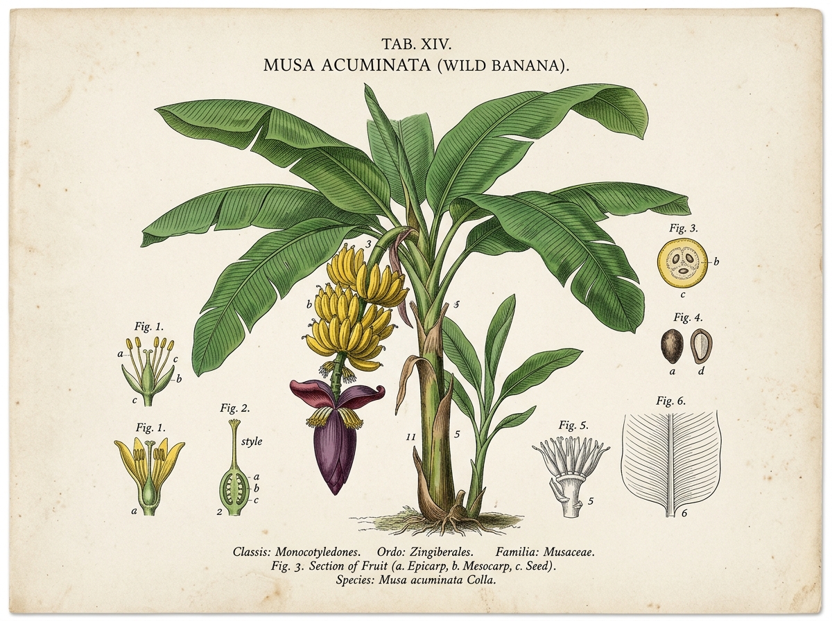 Botanical plate of Musa acuminata